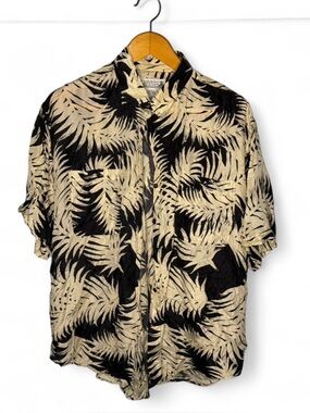 Whistles 100% Silk Palm Print Button Up Shirt Size Large
